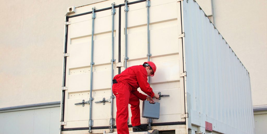Worker Locking White Container